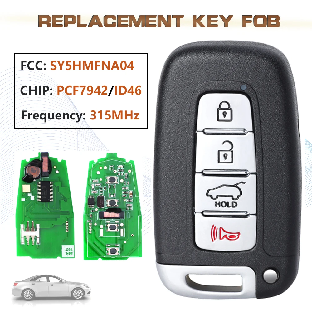 KEYECU 315MHz FCC: SY5HMFNA04 Smart Remote Key Fob PCF7942/ID46 Chip for 2011 2012 2013 2014 2015 Hyundai Azera Elantra Sonata