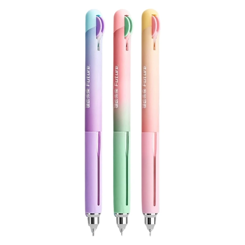  3Pcs Neutral Pen 0.5mm Point with Press Designs Retractable Writing Tool Fast Drying Ergonomic Grip For Office Tasks