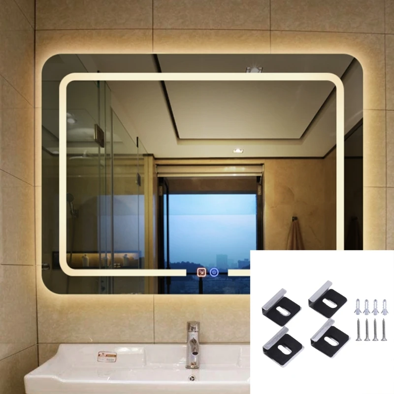 4pcs/set Glass Mounting Set Wall Fixing set Glass Mount Clip Set Convenient & Long Service Glass Clip set for Bathroom