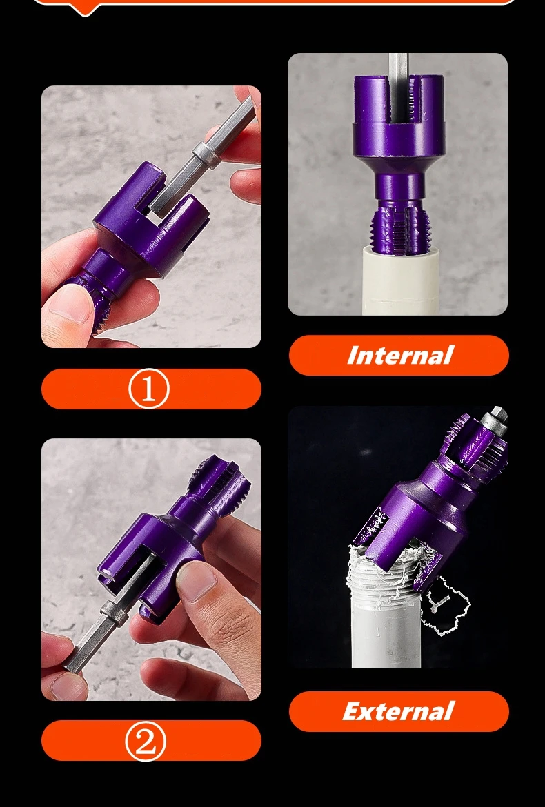 Herramienta para roscar tubos, vástago hexagonal con grifos y troqueles para corte de roscas, herramienta para roscar tubos internos y externos integrados