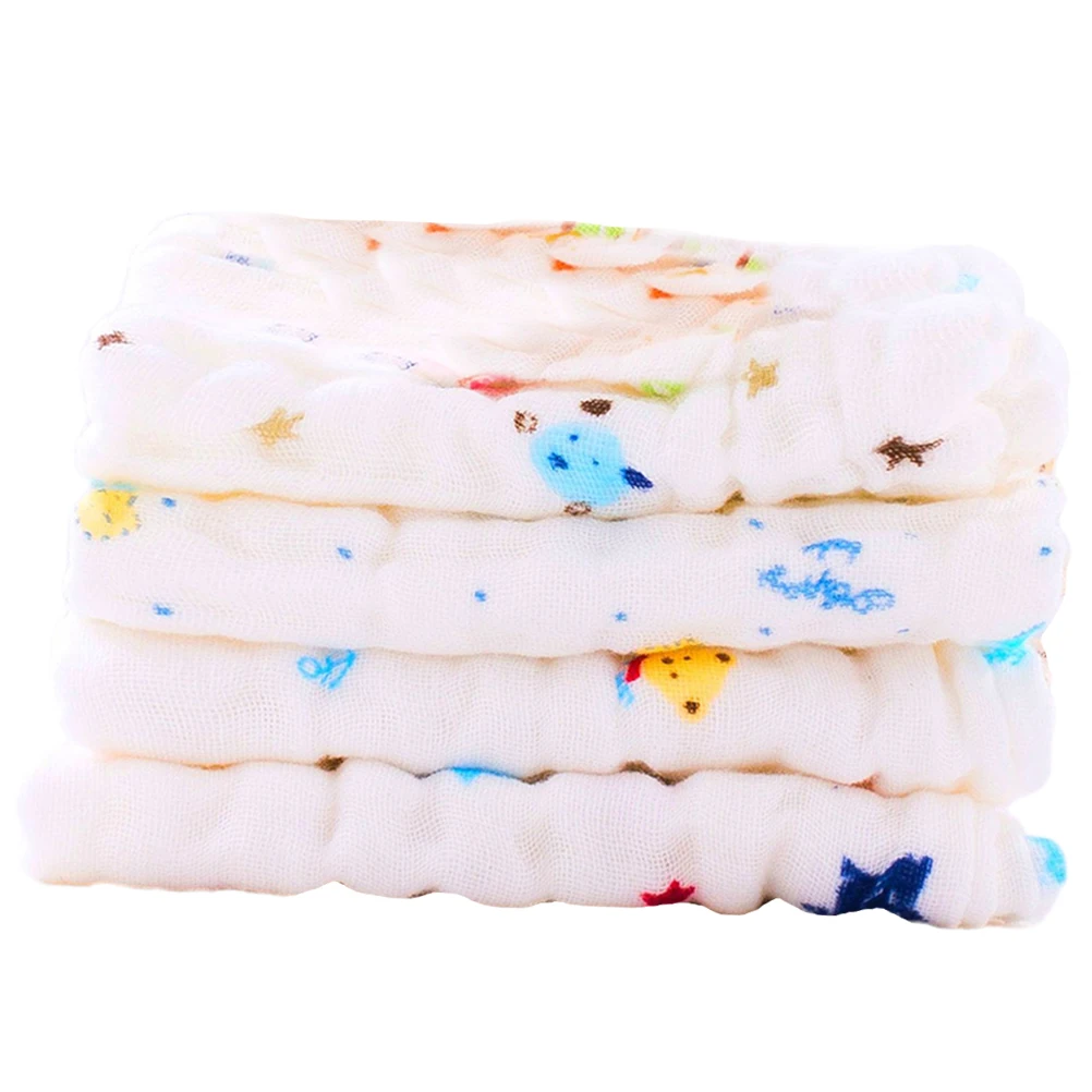 

4 Pcs Baby Feeding Towels Pure Cotton Gauze Small Handkerchief Saliva Washcloth Square Nursing Absorbent Soft Portable Travel