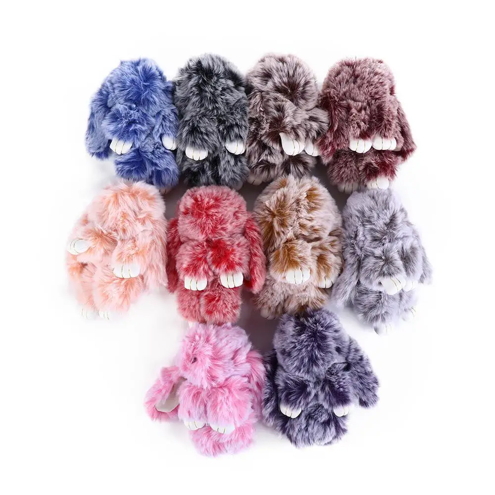 Key Ring Car Pendant Car Charm Jewelry Ornament Plush Bunny Keyring Rabbit Fur Keychain Plush Bunny Keychain Fluffy Toy Doll