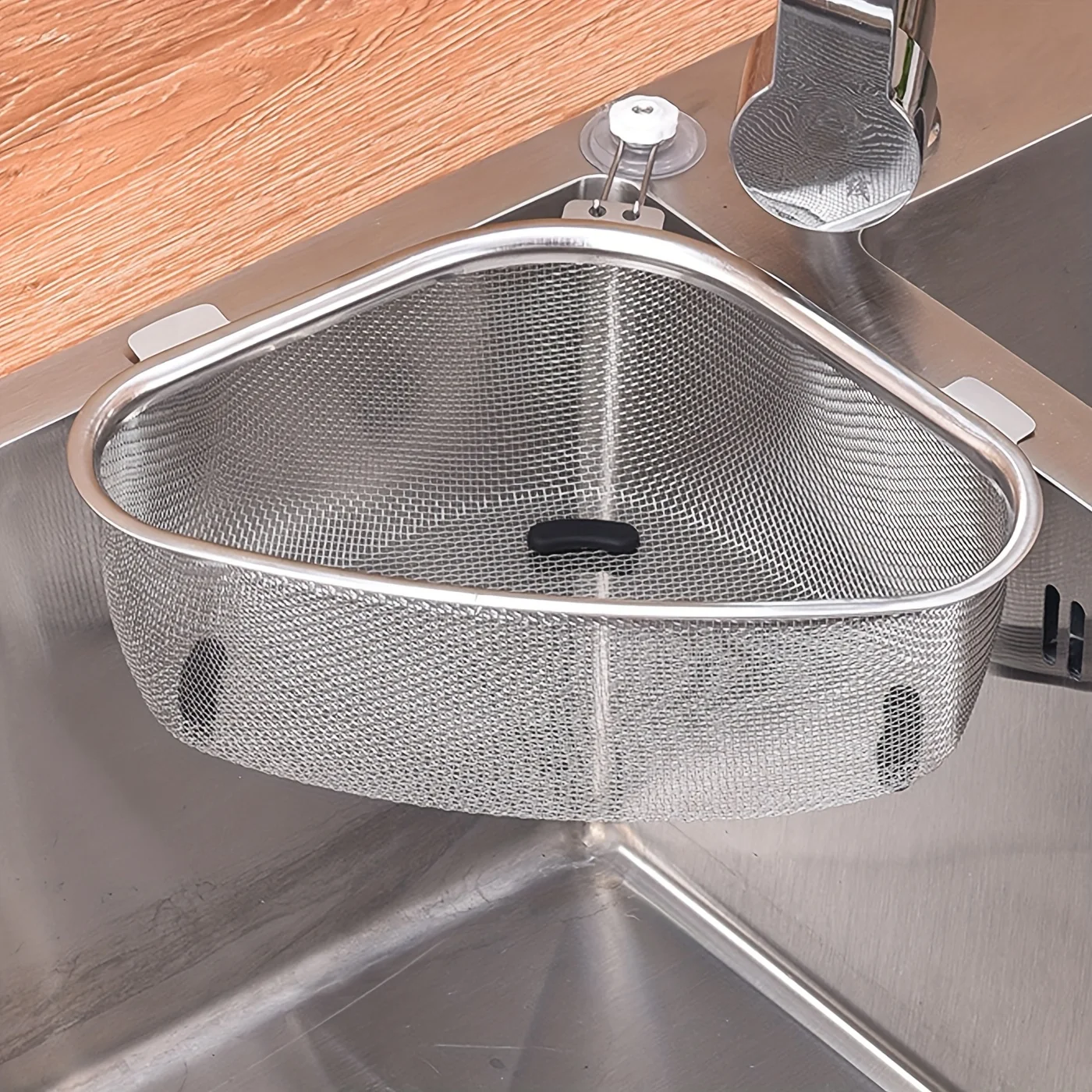1pc Sink Triangle Drain Basket Stainless Steel Kitchen Sink Filter Residue Filter Net Basket Leakage Wash Vegetable Basket