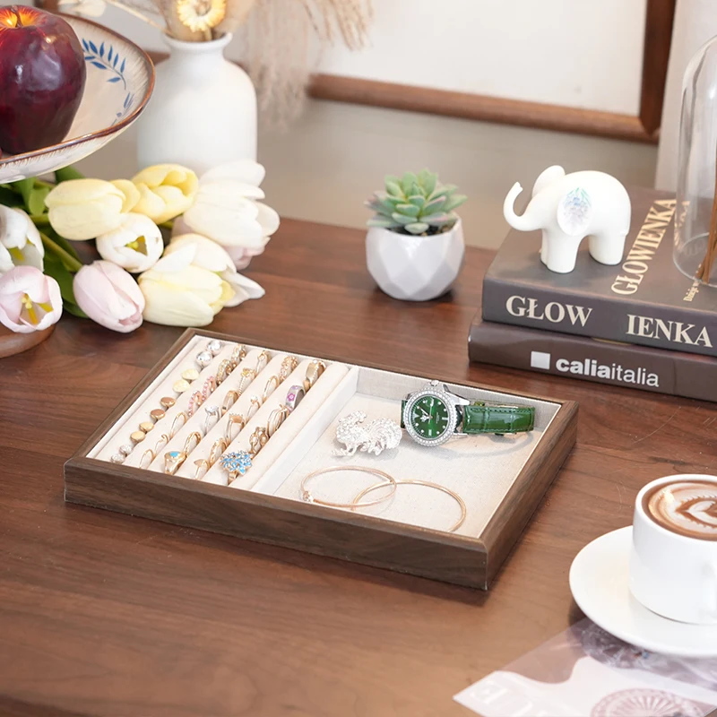 

Бархатный дисплей для ювелирных изделий, изысканный держатель для ювелирных изделий, портативное кольцо, серьги, ожерелье, органайзер, лотки для хранения ювелирных изделий
