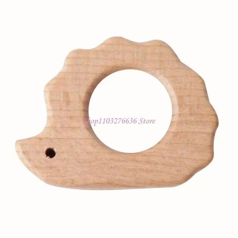 

R6FD Wooden Elephant Rabbit Heart Love Horse Ring Baby Teether Eco-Friendly Unfinished Baby Grasping Pacifier BPA Beech Toy