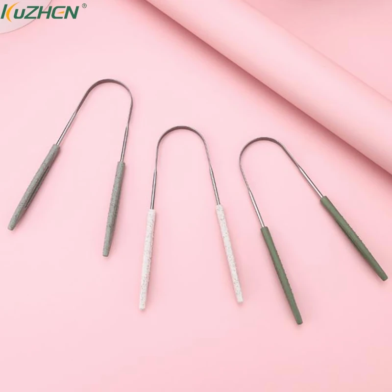 

1PCS Stainless Steel Tongue Scraper Fresh Breath Cleaning Coated Tongue Toothbrush Oral Hygiene U-shaped Metal Tongue Scraper