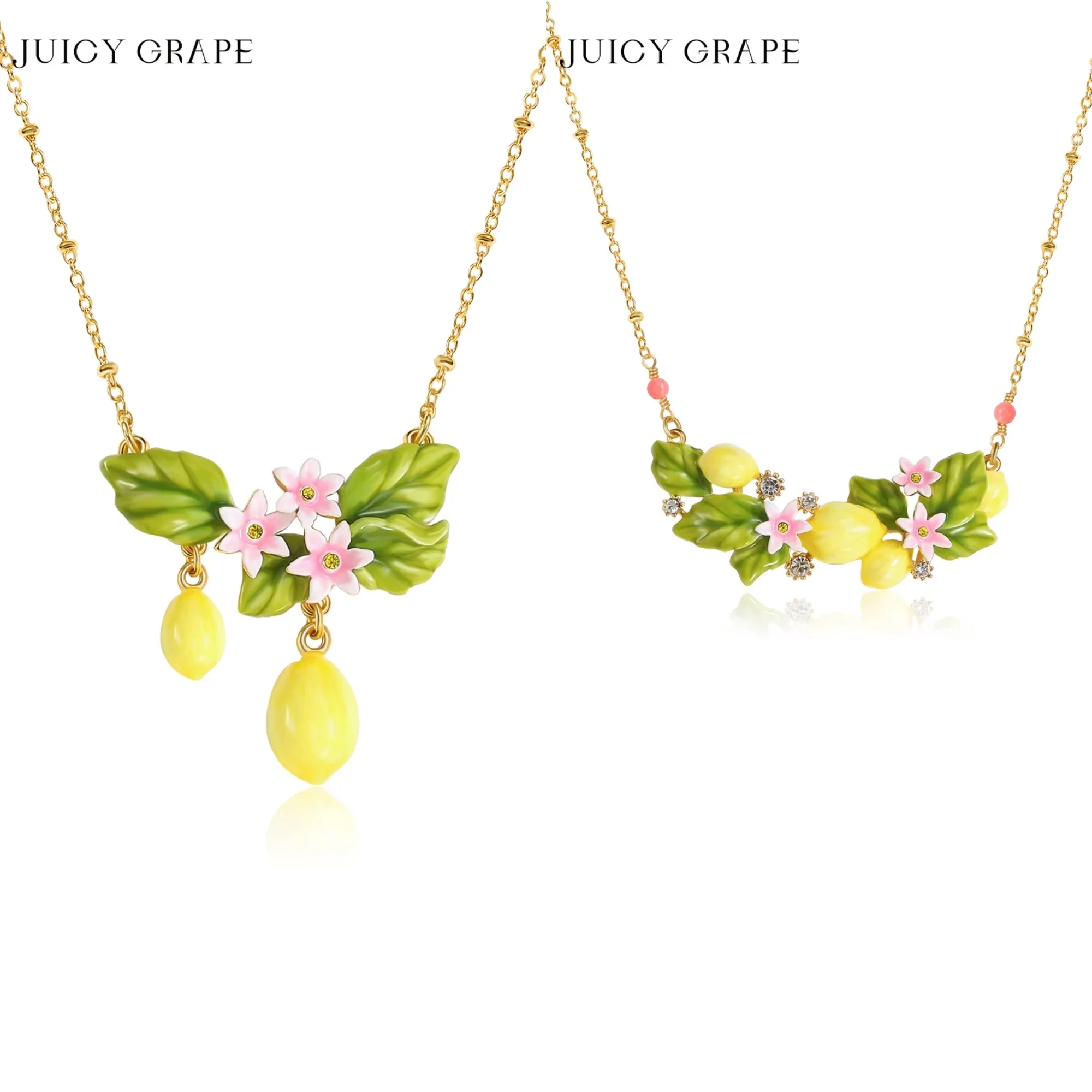 

Ожерелье с лимоном из позолоченной эмали Juicy Grape, желтый фруктовый цветочный кулон, украшение в стиле бохо для лета и пляжа, подарок для женщин