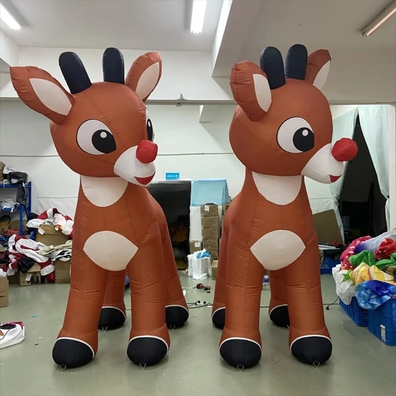 Outdoor Christmas decorations with giant inflatable Christmas deer reindeer