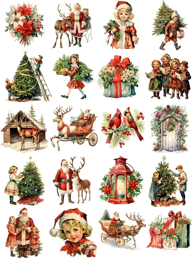 Vintage Christmas Stickers Crafts And Scrapbooking stickers kids toys book Decorative sticker DIY Stationery