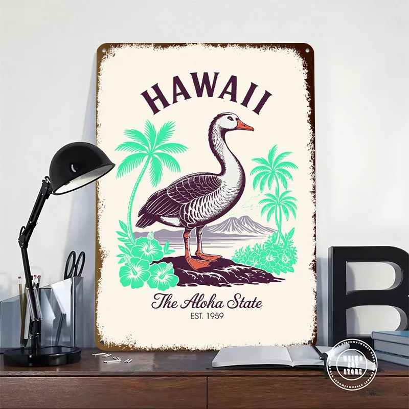 Hawaii Tinplate Poster Custom Wall Art Vintage Metal Signs Retro Tin Plaque for Gaming Room Decoration Cozy Office Decor House