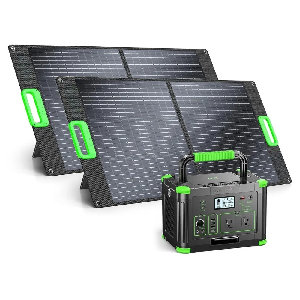 999Wh Lithium Portable Power Station,1000W 60W PD Output,2x100W Solar Panels Matched Generator Set, Custom view 2