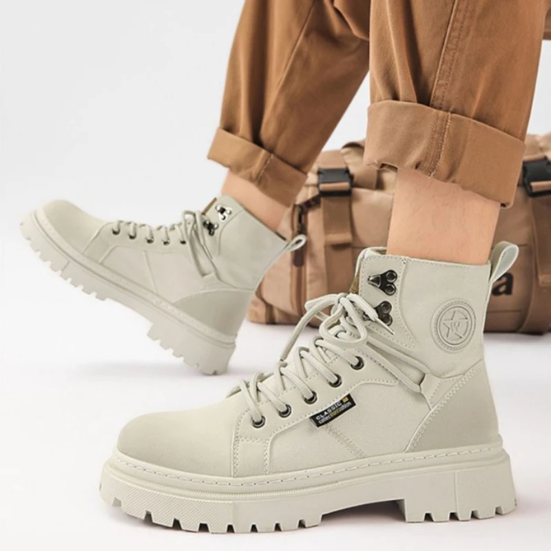 

Man Casual Boots Thick Sole Height Increasing Lace Up Leather Shoes for Men Platform Footwear Offer New In Elegant Low Price Pu