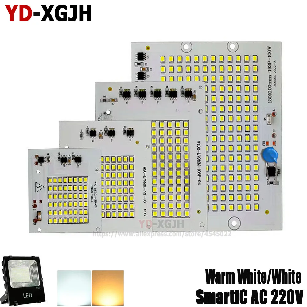 No Flicker 20W 30W 50W 100W LED Drive-Free SMD2835 Flood Light Source Board for White /Warm White Square Street Light Accessorie