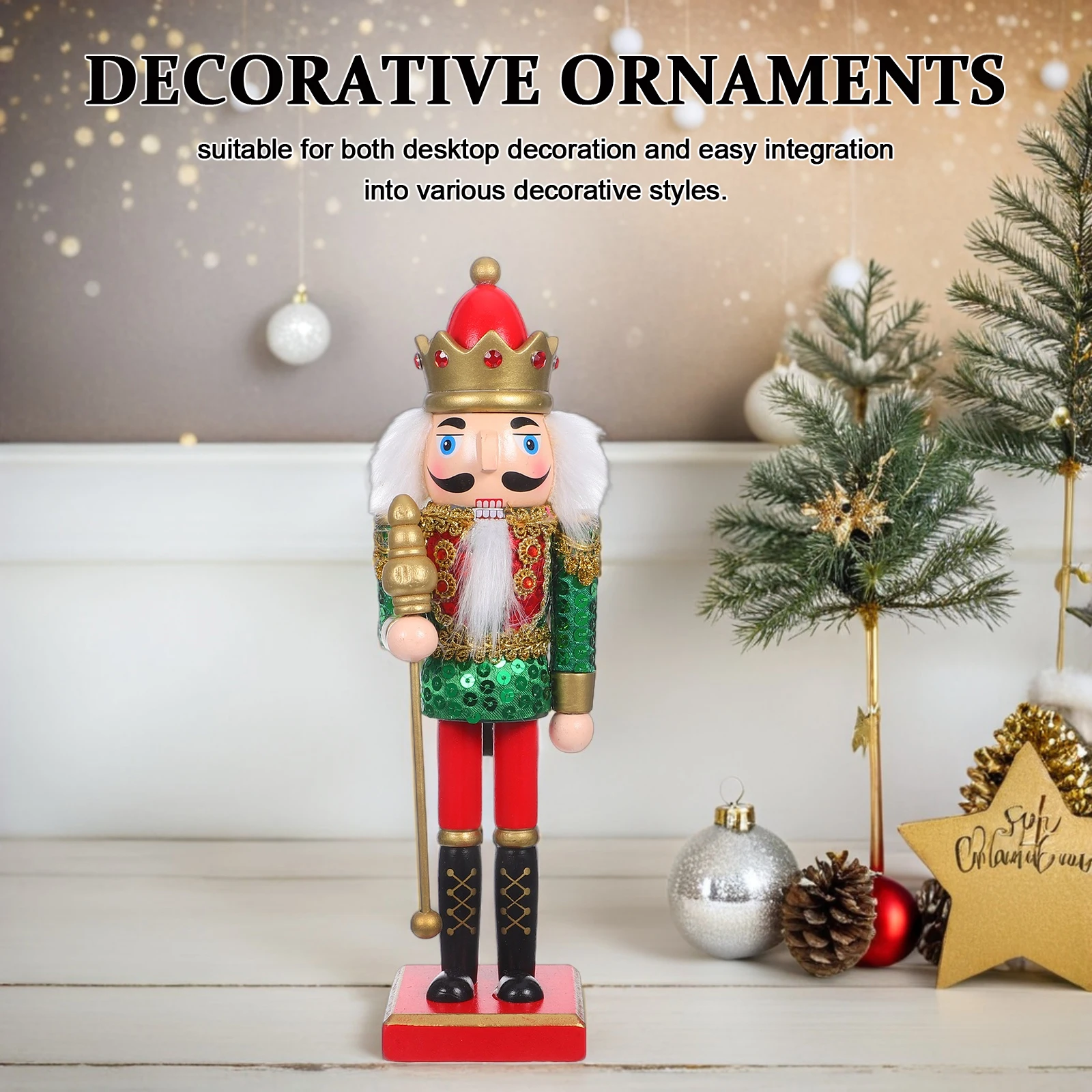 

Christmas Nutcracker Figure Wooden Soldier Figurine 25cm Xmas Nutcracker Tabletop Centerpieces Festival Shelves Decorations