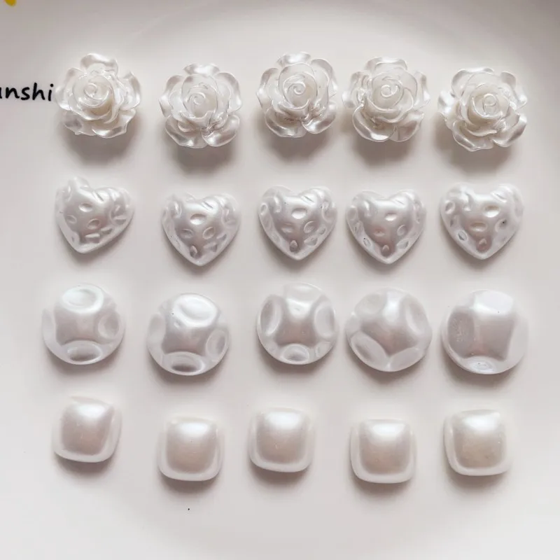 30pcs Flower Flat Back Resin Cabochons Love Heart Acrylic Patch Diy Phone Case Hair Clip Jewelry Crafts Decoration Accessories
