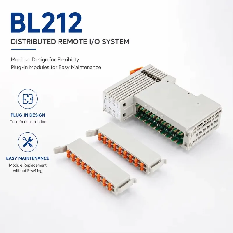 BL212 EtherNet/IP I/O System for Inspection Equipment Offers 32CH Expansion and Tool-Free Plug-in Terminals for Reduced Downtime