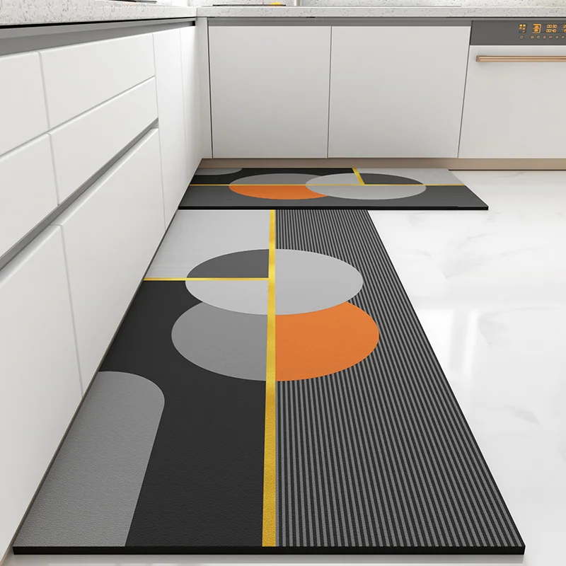 Kitchen Mat Pvc Leather Foot Mats Waterproof Floor Carpet Home Decoration Luxury Long Rug Non-slip Washable Alfombra De Cocina