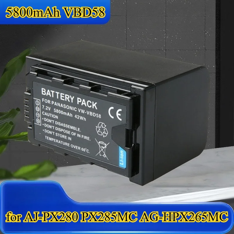 

Аккумулятор для камеры VBD58 емкостью 5800 мАч подходит для AJ-PX280 PX285MC AG-HPX265MC HPX260MC PX270 PX298 MDH2 FC100 DVX200 AC90