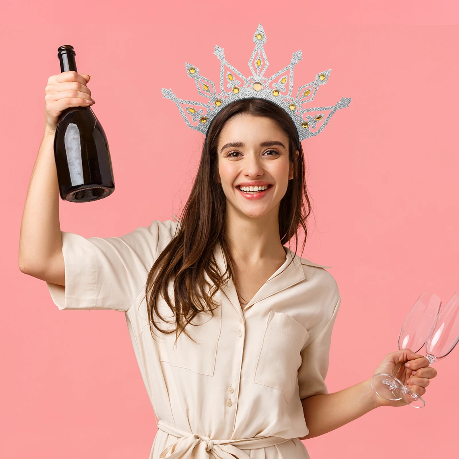 

Crown Headb Rhinestone Accessories Wedding Party Bachelorette Hair Women Girl Decorative Bridal Crown Hairb For Girl