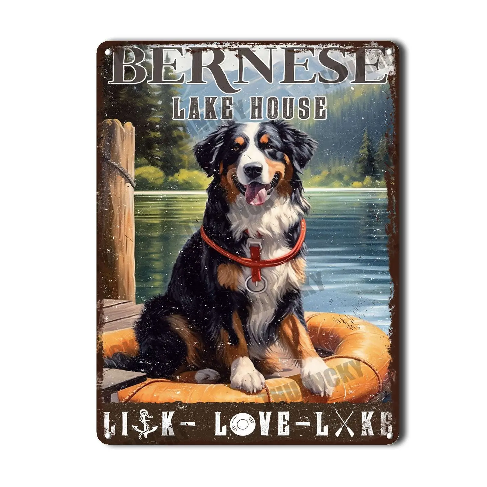 THUANCKY Vintage Tin Signs Bernese Lake House Like Love Lake Style Retro Metal Tin Sign Wall Decor for Family Bar Restaurant Caf