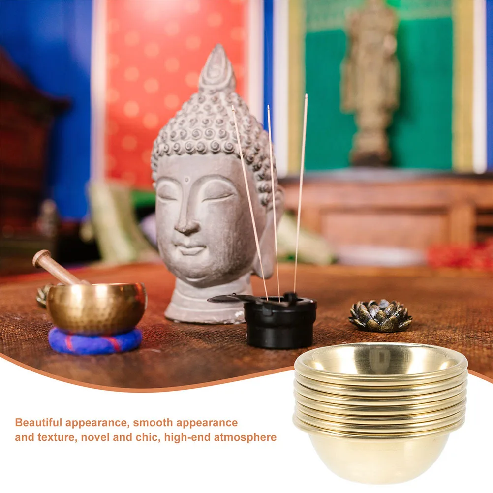 

7pcs Brass Meditation Incense Bowl Smooth Buddhist Offering Water Bowl For Home Temple Use Tibetan Ritual Decorative Cup Holy