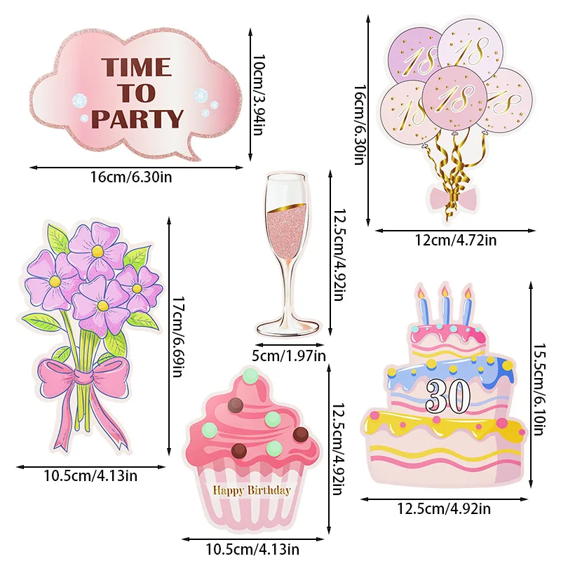 33Pcs 18th/30th/50th Rose Gold Happy Birthday Photo Booth Props Party Accessories for Birthday Party Decoration Favors Supplies