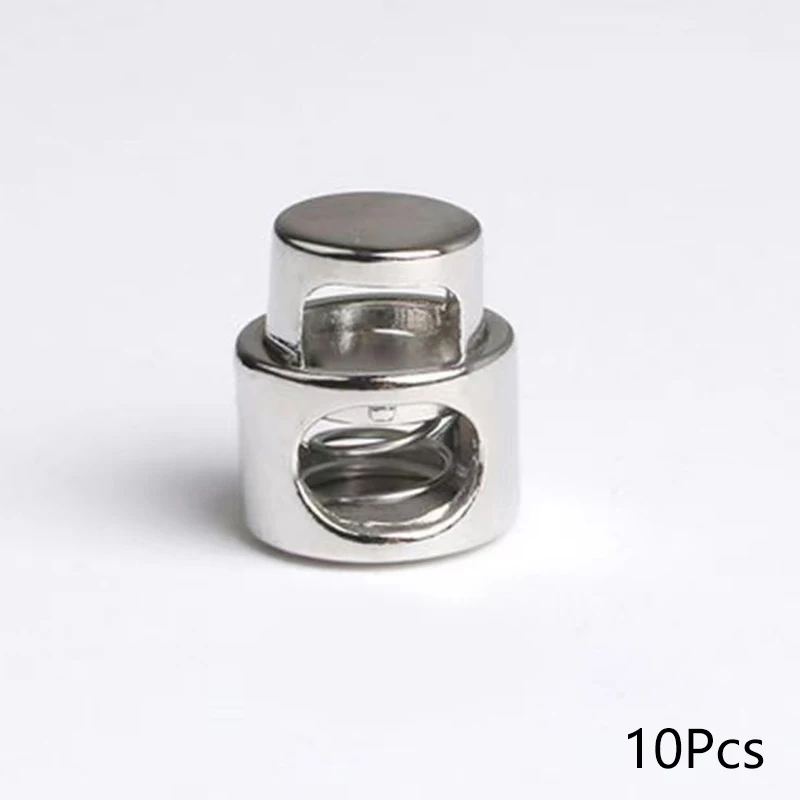 10pcs Drawstring Stops Toggle Stopper Metal Clasp Single Hole Cord Lock Clip Spring Buckle Accessories End Button Gold Black