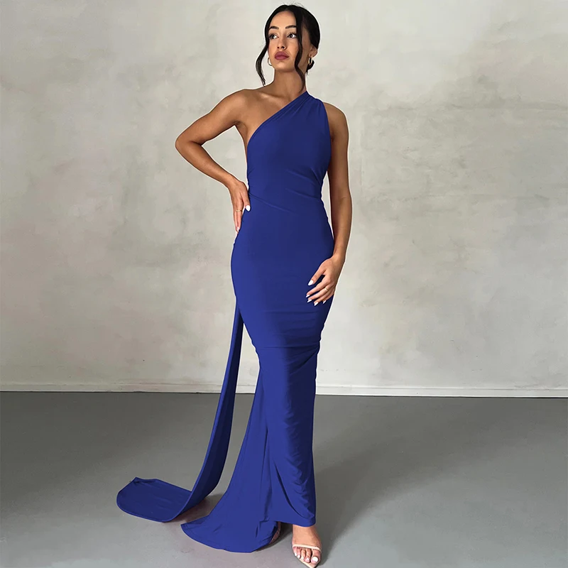 Hugcitar One Shoulder Backless Adjustable Scarf Loop Ruched Sexy Maxi Dress Women Elegant Y2K Streetwear Festival Outfit 289 S088afb0cadd847df8e55a9a6e088340bU