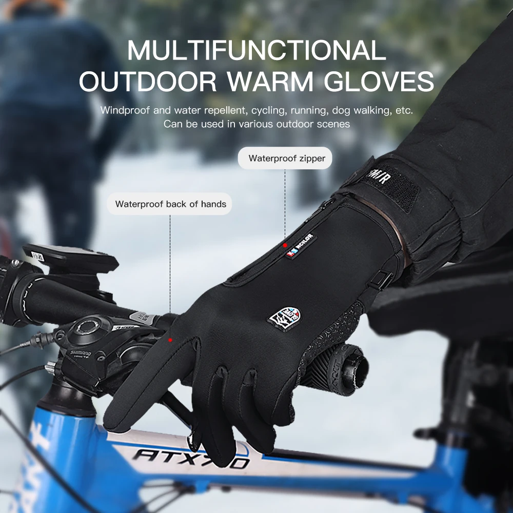 Winter Women Men Cycling Gloves Waterproof Warm Touchscreen Cold Weather Gloves for Bike Motorcycle Bicycle Ski Running