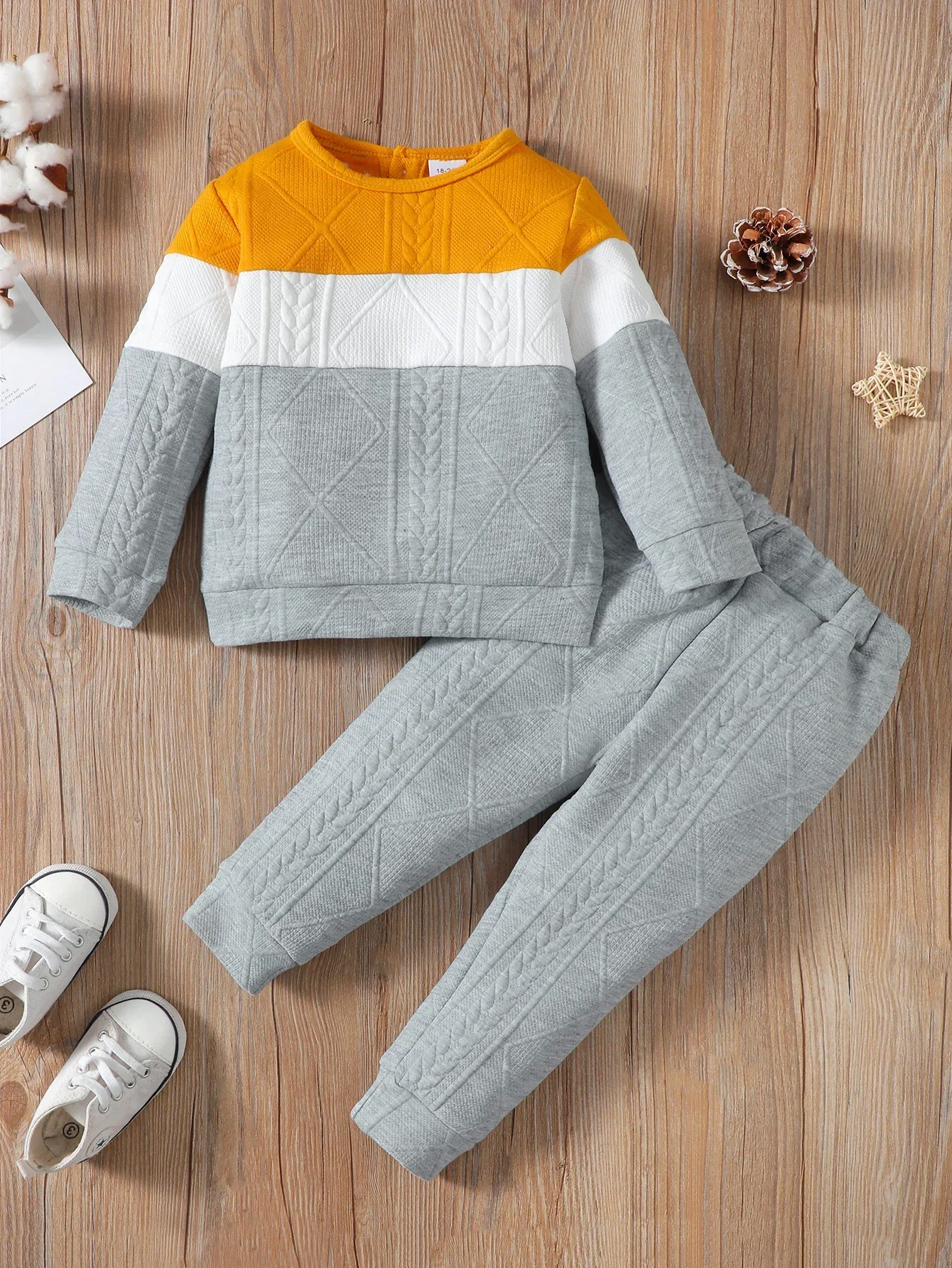 1-6 Years Kids Boy Clothes Set Long Sleeves Color Blocking Sweater + Pants 2PCS Autumn&Winter Children Boy Sport Fashion Outfit