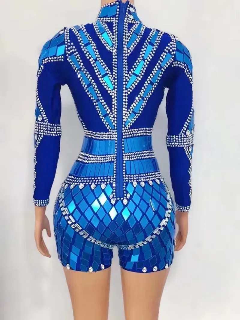 Blinkendes silbernes Pailletten-Kurz-Mesh-Kleid, Geburtstag, Feiern, Spandex-Spiegel-Outfit, Abschlussball, Party, Bar, Damen, Tänzerin