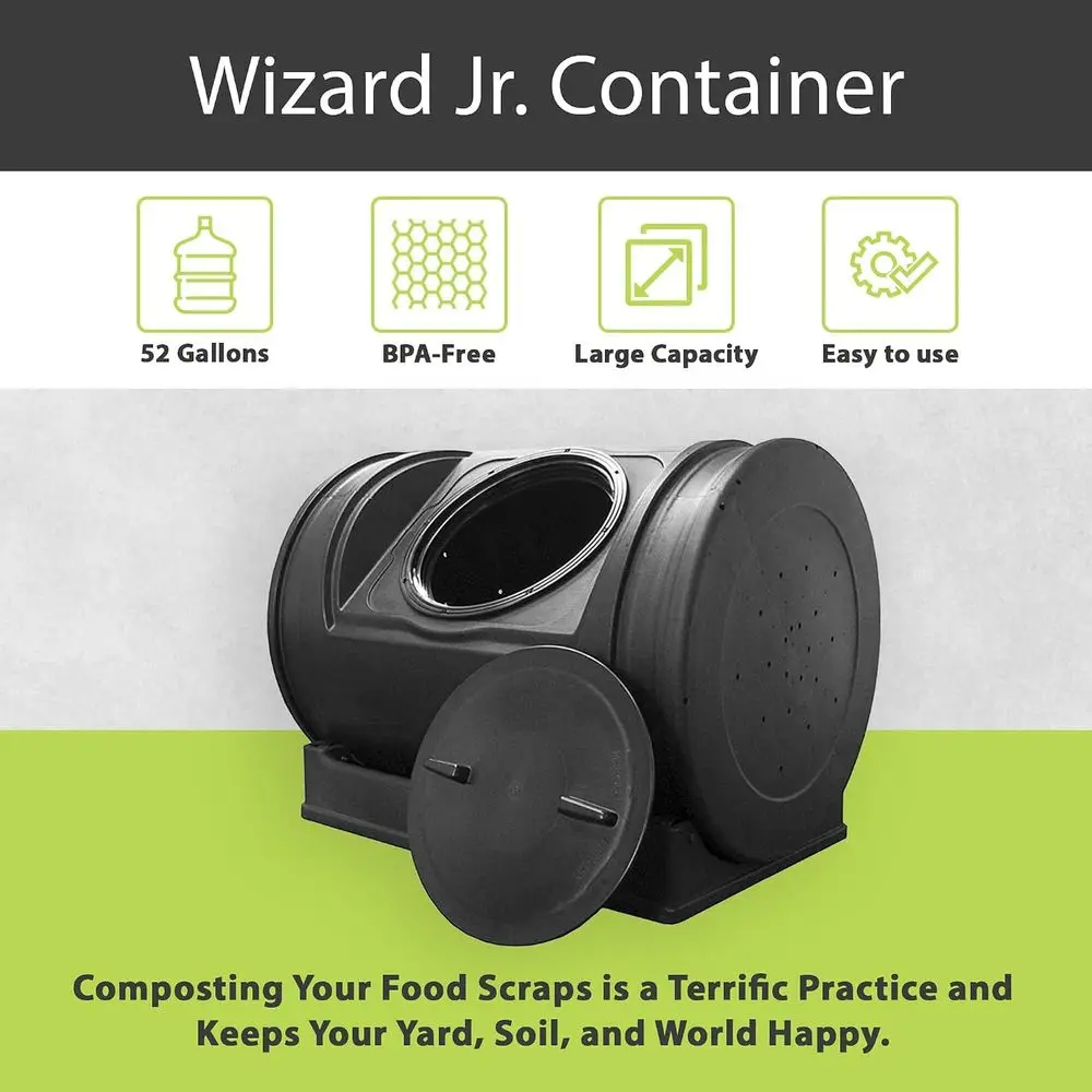 7 Cubic Foot Tumbler | Large Rotating Composter Bin, Holds 50 Gallons - Single Chamber Compost System for Gardening, Yard, & Pla