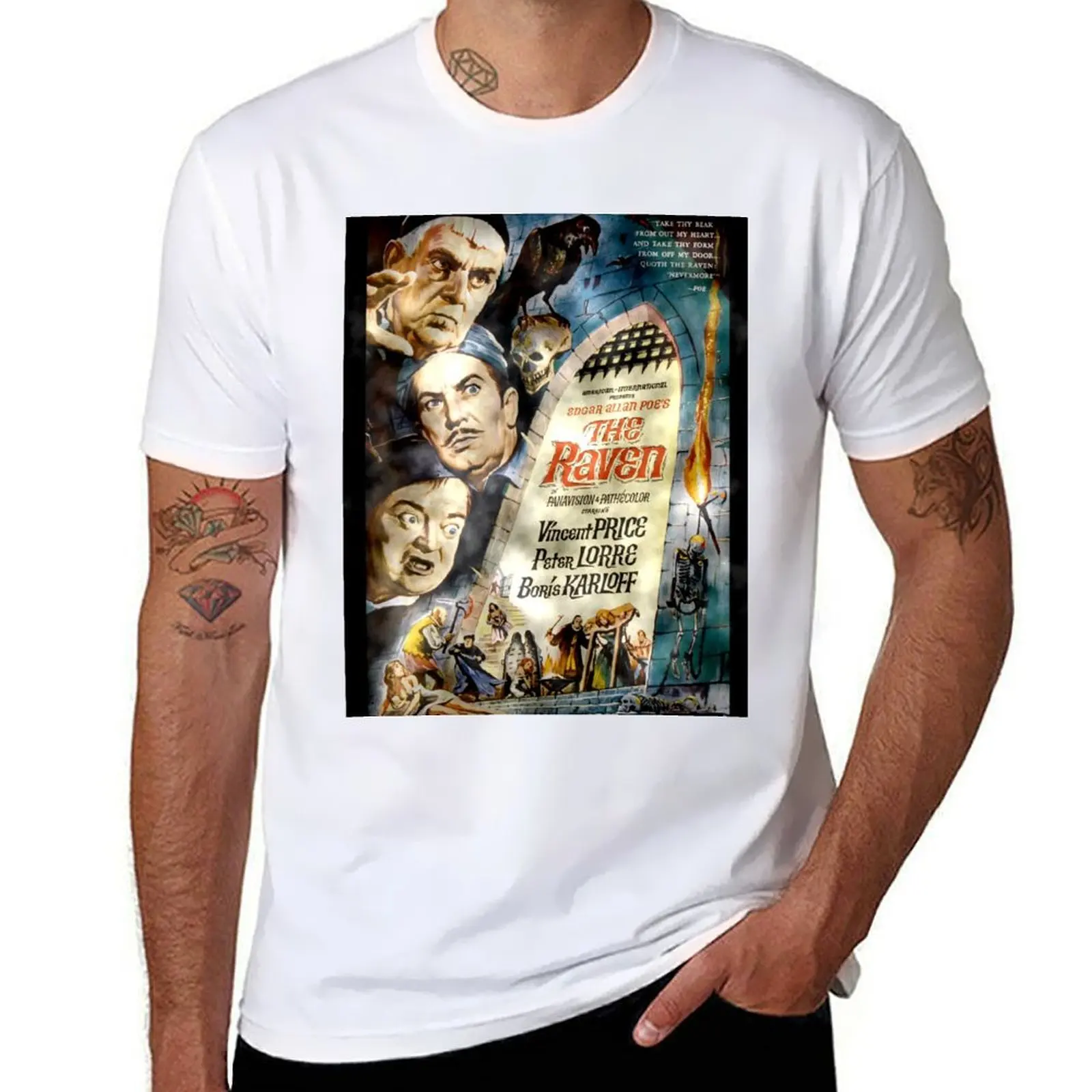 

The Raven -Dark Version - Vincent Price, Boris Karloff, Peter Lorre. T-Shirt t shirts designer man t shirt summer T-Shirt