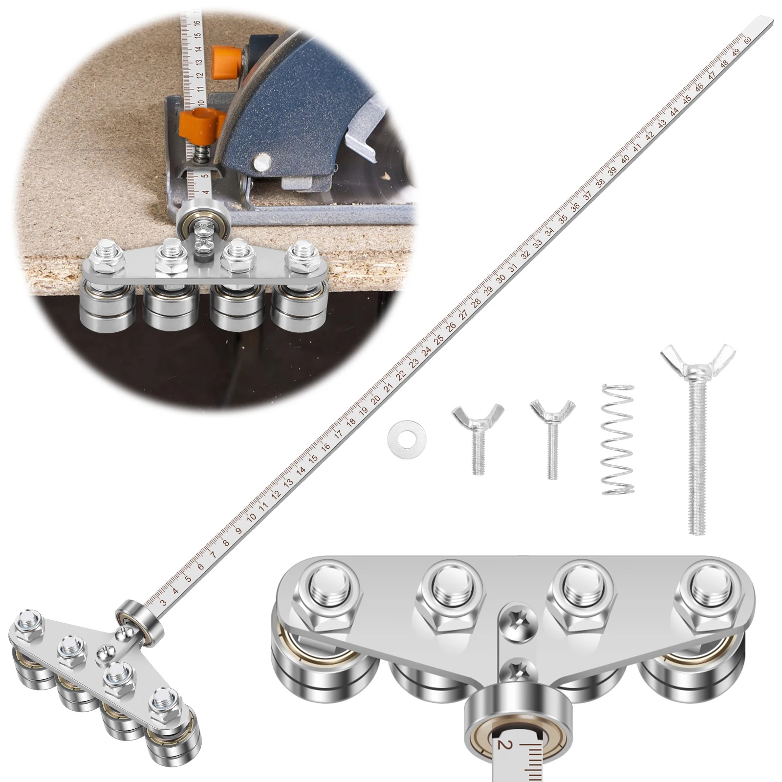21inch Positioning Calipers Stainless Steel Precision Cutting Guide for Circular Saws for Precise Measurements & Easy Wood Cutti