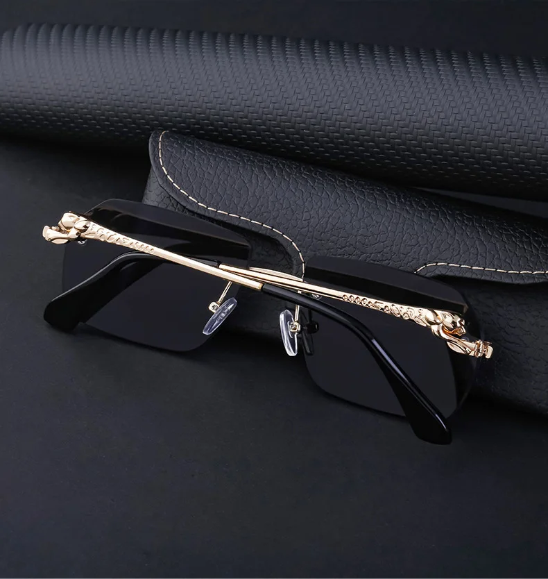 Hbk steampunk randlose Sonnenbrille Männer neue Vintage Geparden kopf legierung rahmen los für Mann Frauen Luxus fahren Sonnenbrille – Detail 7