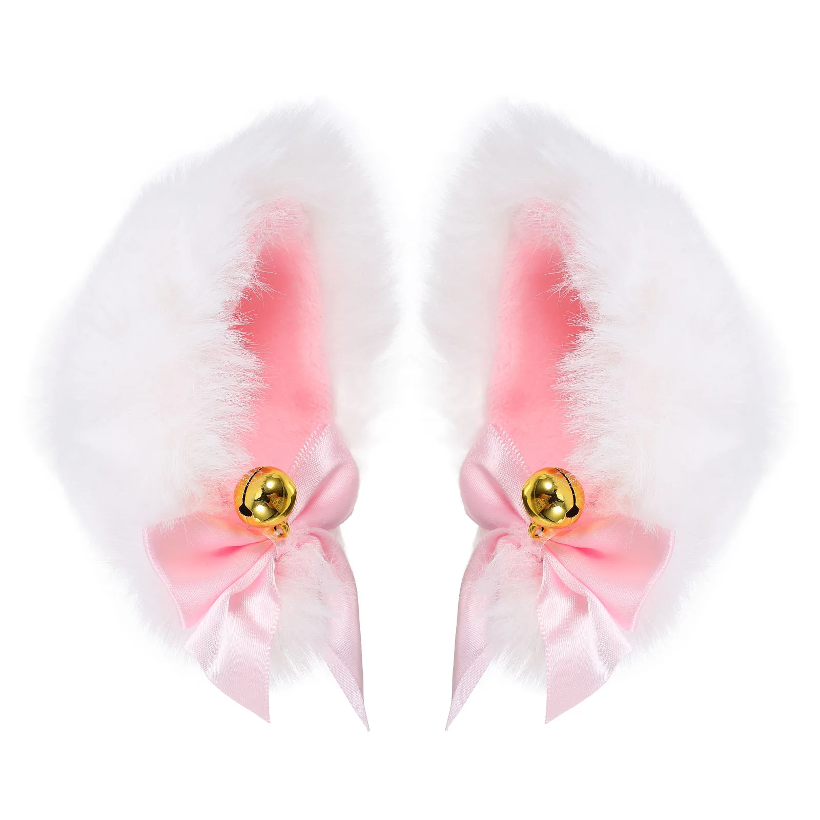 

1 Pair Cat Ear Hairpin Lovely White Pink Ribbon Bowknot Clips for Hair Accessories Festive Headdress