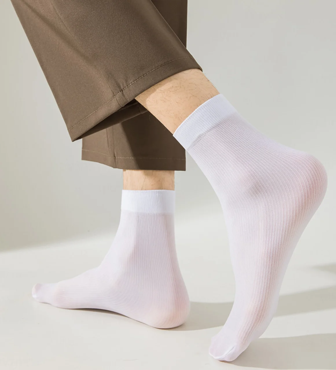 5 Pairs - Men's Simple Vertical Stripe Mid-Calf Socks, Comfortable and Breathable, Durable and Non-Stuffy, Available in Multiple Colors, Essential for Daily Commuting, Holiday Gifts - view 5