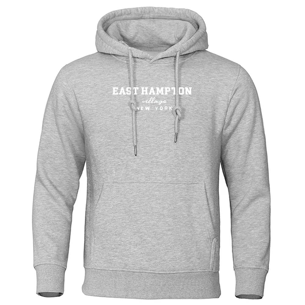 East Hampton Village New York Men Hoodies Cartoon Harajuku Hoody Casual Loose Fashion Sweatshirt Autumn Fleece O-Neck Pullover