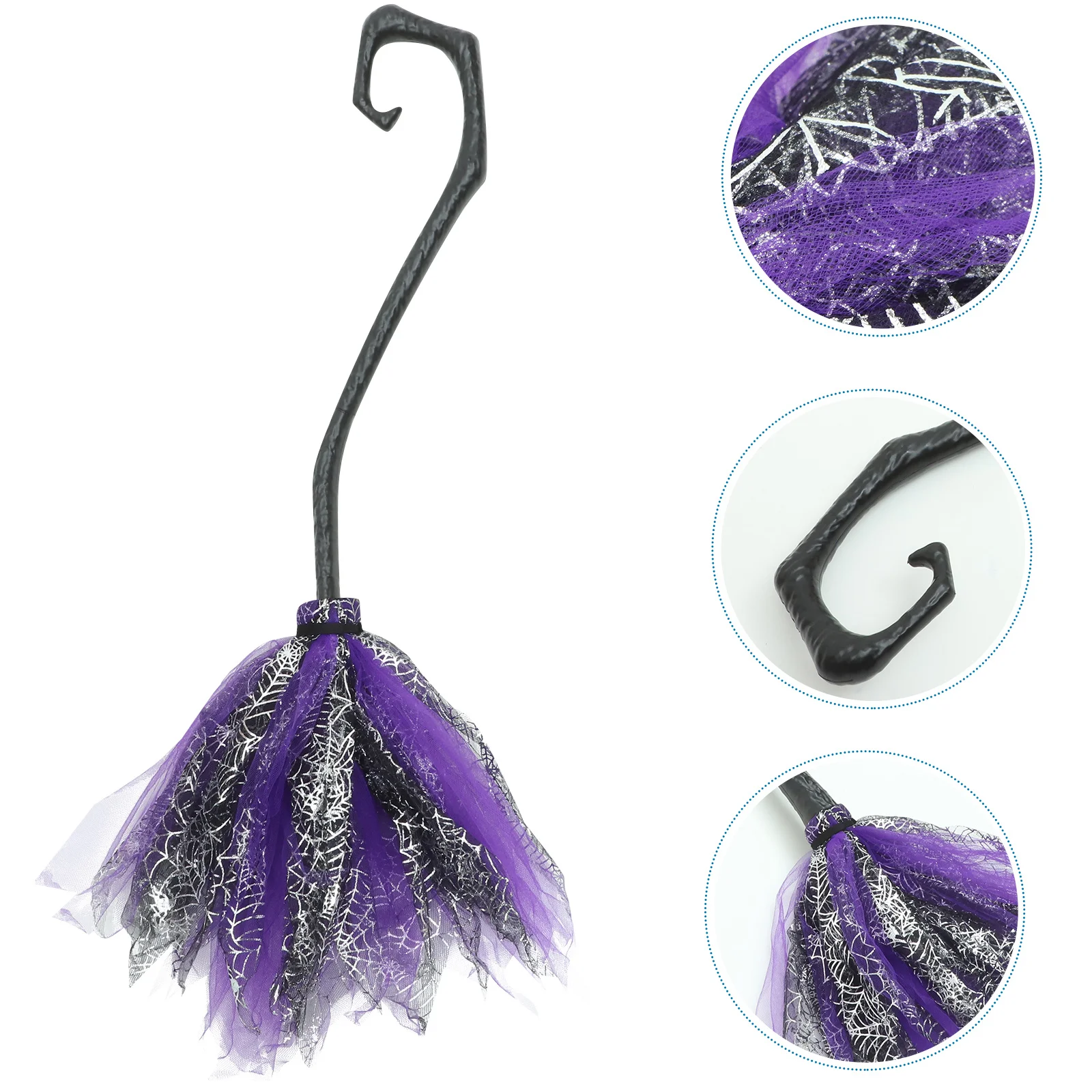 Detachable Witch For Halloween Party Mesh For Halloween Witch Broom Prop Party Cosplay Costume Accessory Decorative Broom