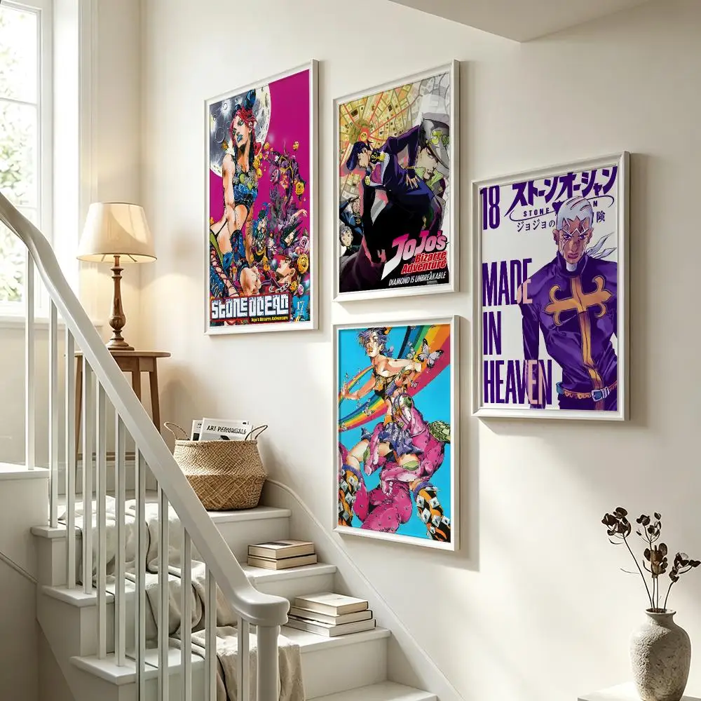 anime JoJo's Bizarre Adventure Poster Poster HD Waterproof Self-adhesive Art Print Wall Decor for Bedroom Living Room Gift