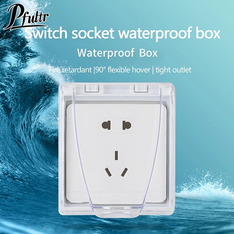 1pc Bathroom Plastic Splash-Proof Socket Box Wall-mounted Switch Protective Cover Power Outlet Protector