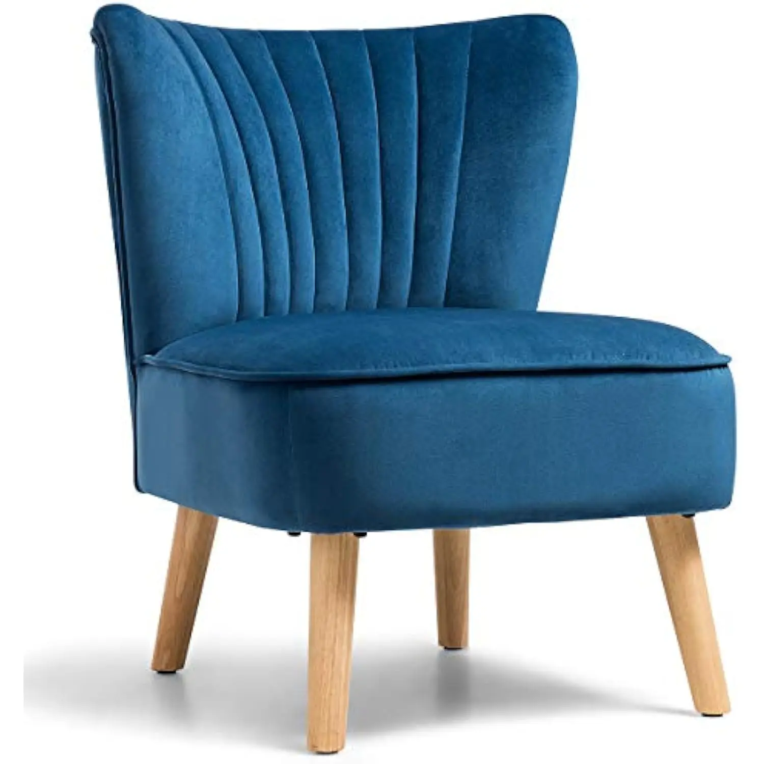 

Velvet Accent Chair, Upholstered Modern Sofa Chair W/Wood Legs, Thickly Padded, Small Armless Wingback Club Chairs for Living