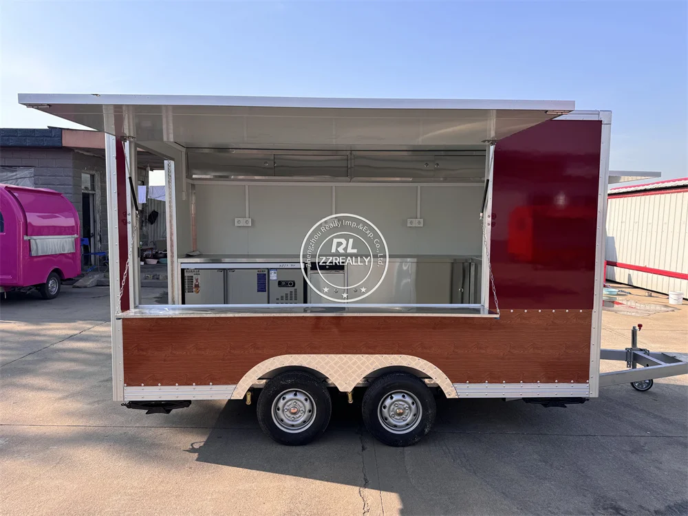 Carrinho de comida rápida móvel lanche quiosque de pizza caminhão de catering caminhão de comida de rua cozinha móvel totalmente equipado carrinho de sorvete