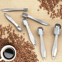 6pcs Measuring Spoon Set Stainless Steel Coffee Scoops Teaspoon Tablespoon Kitchen Gadgets for Liquid Dry Ingredients Seasoning