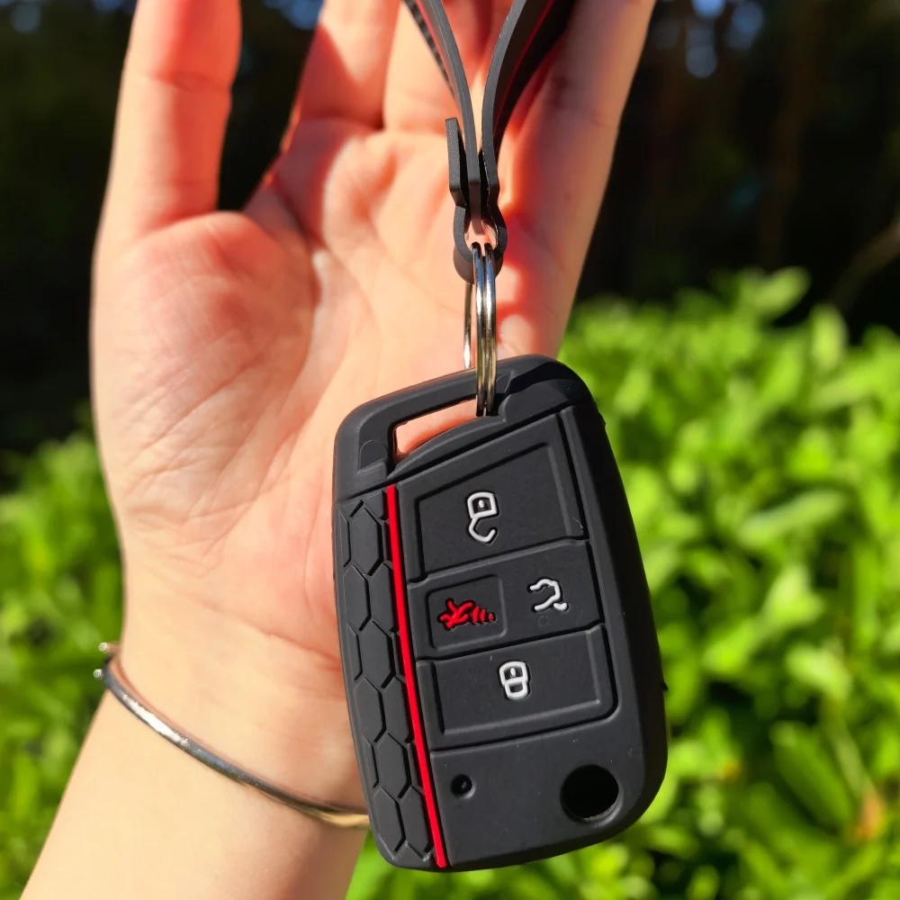 سيليكون المفاتيح مفتاح فوب غطاء ل Volkswagen VW أطلس تيجوان جولف Alltrack SportWagen R Polo E-Golf