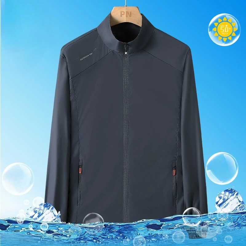 New Running Jacket Ultra Light Men's Summer Casual Zipper Placket Soft Skin Windbreaker Street Motorcycle Fishing Sunscreen Suit