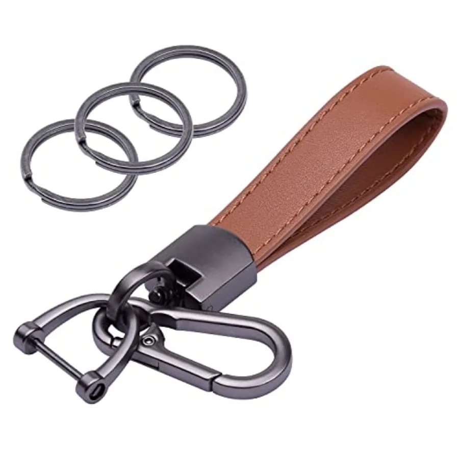 

Genuine Leather Car Keychain, Universal Heavy Duty Key Fob Keychain Leather Key Chain Holder for Men and Women
