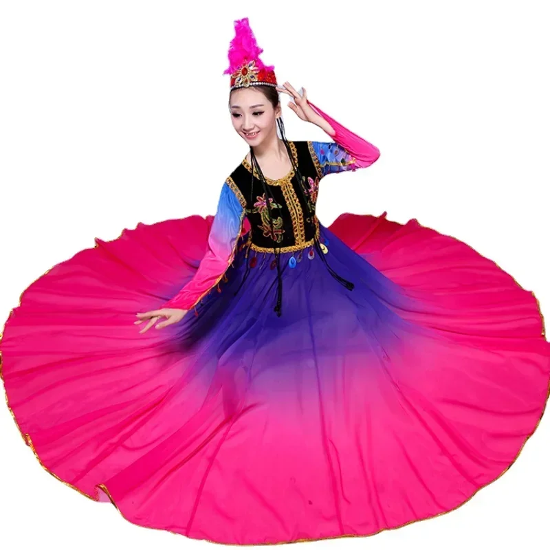 Xinjiang Uyghur Dance Costumes Ancient Traditional National Minority Folk Dance Costume Adult Kids Modern Dance Hanfu Outfits