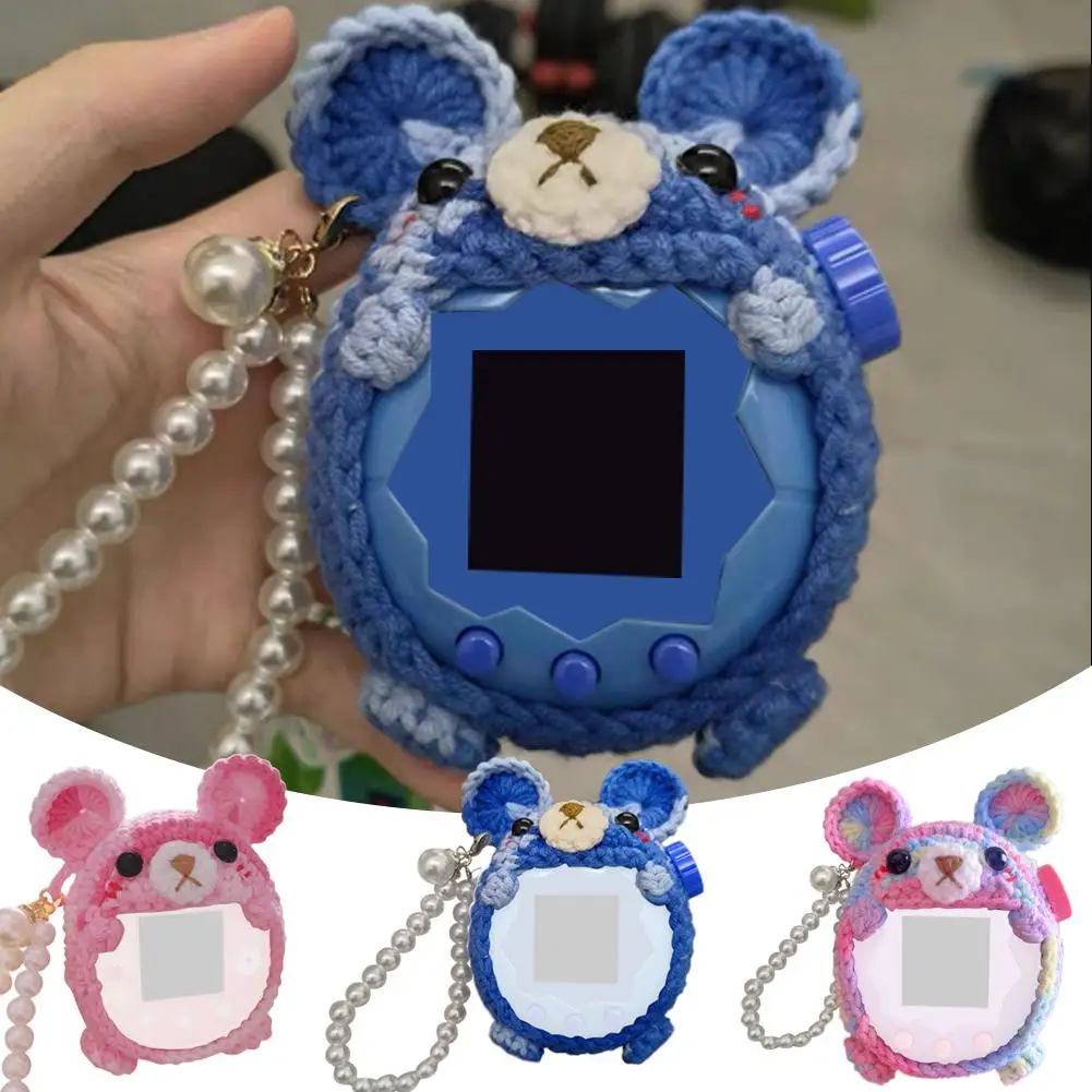 Protective Case For Tamagotchi Paradise Handmade Colorful Bear With Pearl Lanyard Anti Fall Electronic Pet Protective Shell Part
