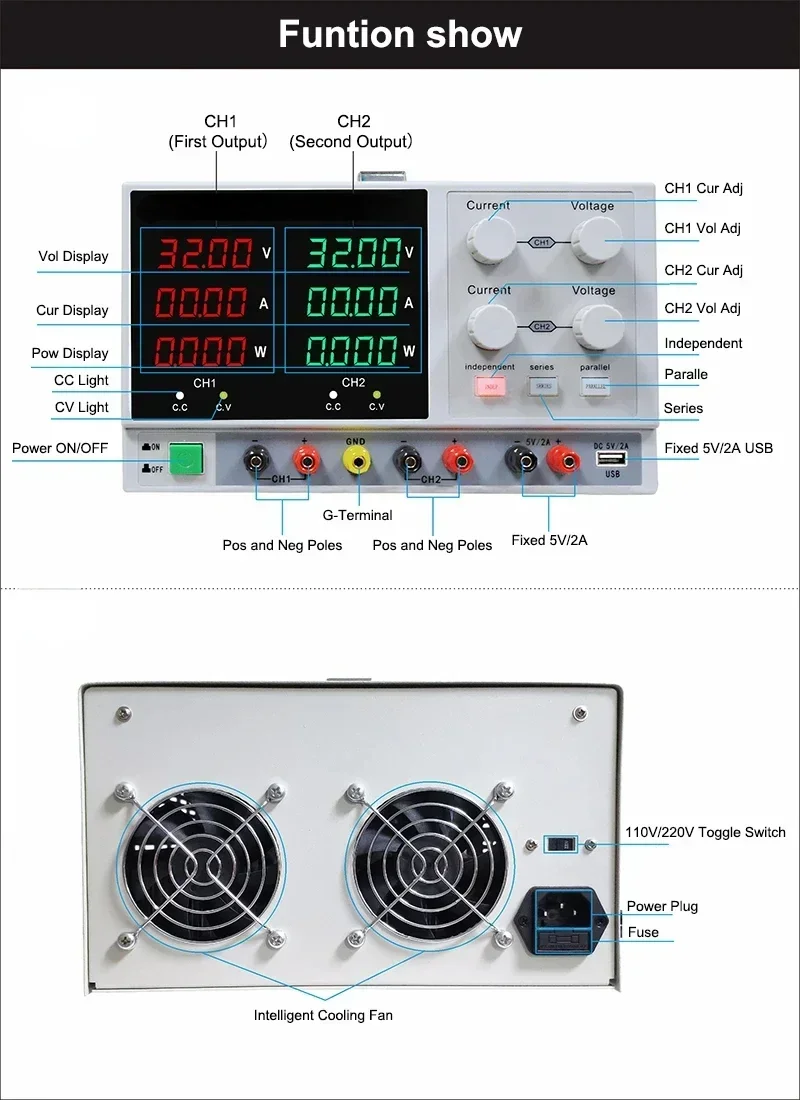 LW-3005-2KD 30V 5A 4Channel Output High-Precision DC Power Supply With Power And Two Colors 4 Digits LED DisplayHot Sales Cheap